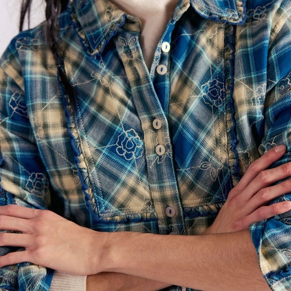 We The Free Free People Georgia Plaid Embroidered Button-down Shirt - Picture 2 of 10